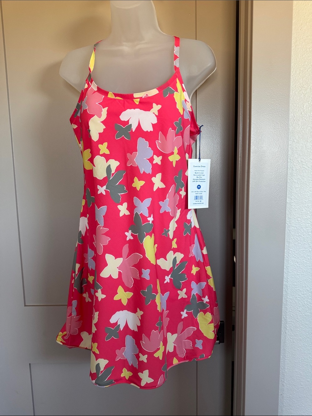 Outdoor Voices Pink Floral Spaghetti-Strap Mini Dress